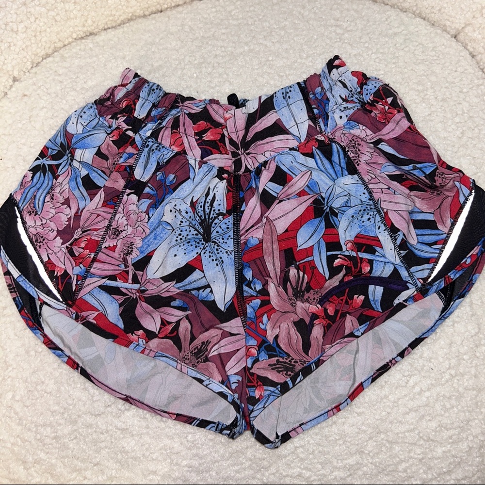 lululemon athletica Floral Athletic Shorts in Pink, Blue, Black